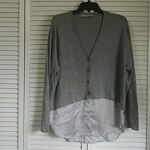 Zara sweater with silk blouse detail